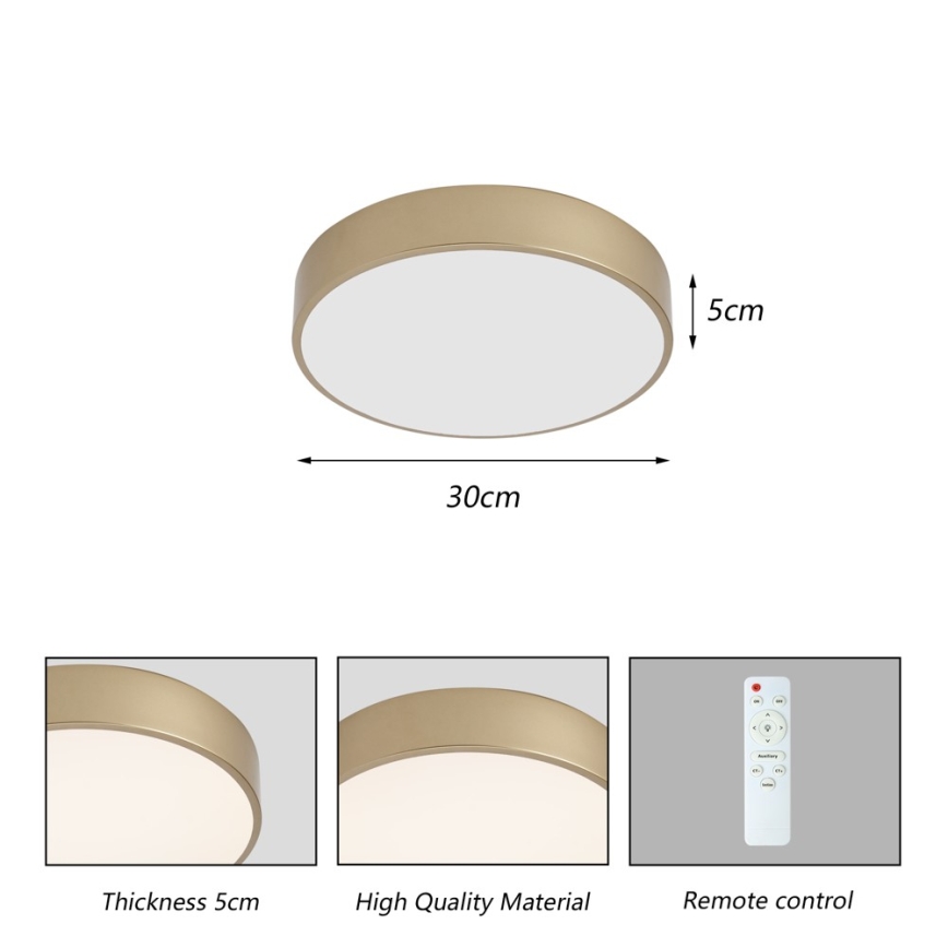 Brilagi - Plafonnier LED dimmable POOL LED/36W/230V 3000-6000K Ø 30 cm doré + télécommande