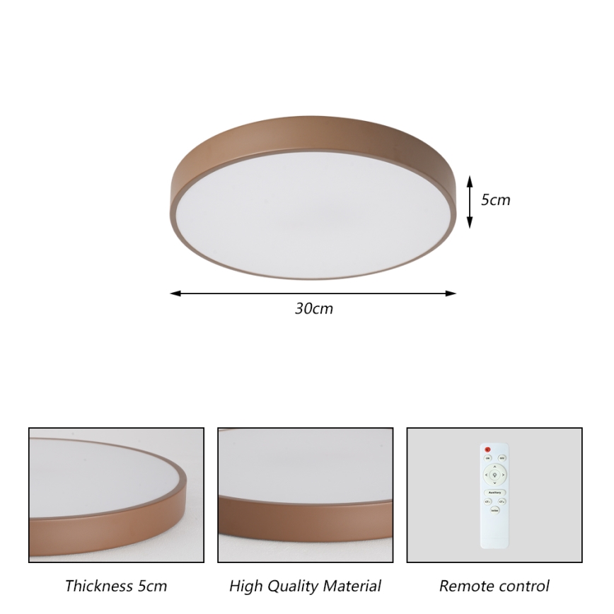 Brilagi - Plafonnier LED dimmable POOL LED/36W/230V 3000-6000K Ø 30 cm marron + télécommande