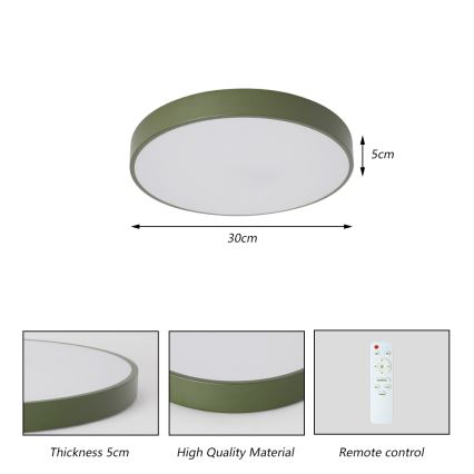 Brilagi - Plafonnier LED dimmable POOL LED/36W/230V 3000-6000K Ø 30 cm vert + télécommande