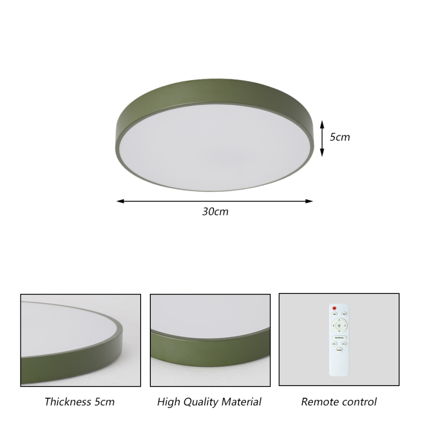 Brilagi - Plafonnier LED dimmable POOL LED/36W/230V 3000-6000K Ø 30 cm vert + télécommande