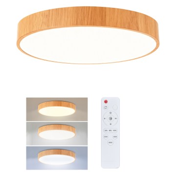 Brilagi - Plafonnier LED dimmable POOL LED/36W/230V 3000-6000K diam. 30 cm décor bois + télécommande