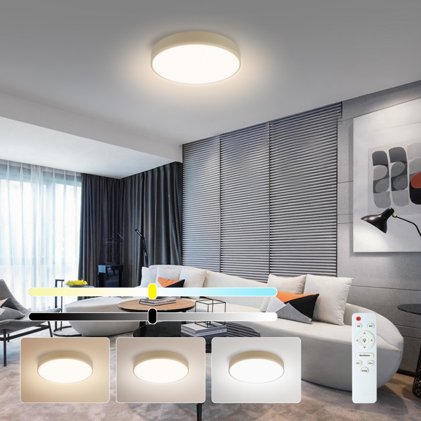Brilagi - Plafonnier LED dimmable POOL LED/36W/230V 3000-6000K Ø 30 cm beige + télécommande