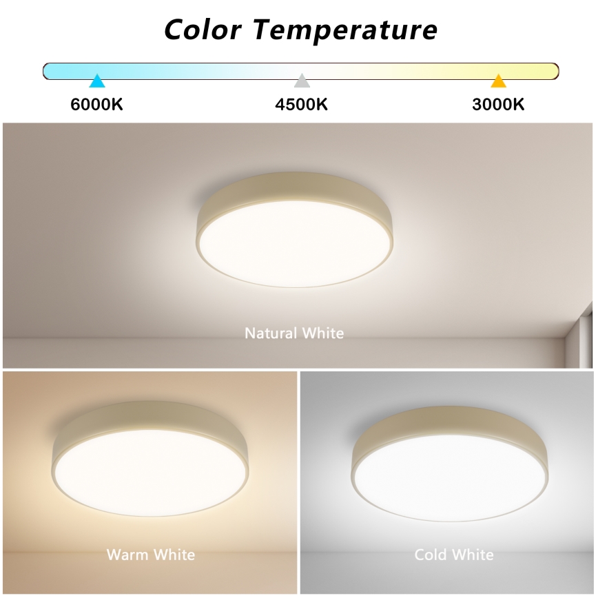 Brilagi - Plafonnier LED dimmable POOL LED/36W/230V 3000-6000K Ø 30 cm beige + télécommande
