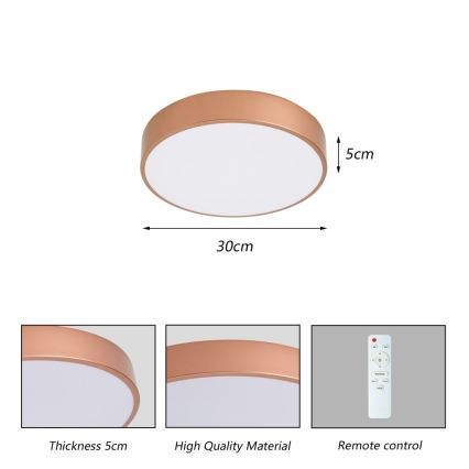 BRILAGI - plafonnier LED dimmable POOL LED/36W/230V 3000-6000K Ø 30 cm cuivré + télécommande