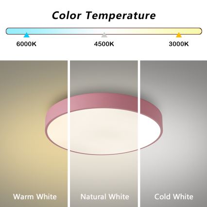 Brilagi - Plafonnier LED dimmable POOL 48W/230V 3000-6000K Ø 40 cm rose + télécommande