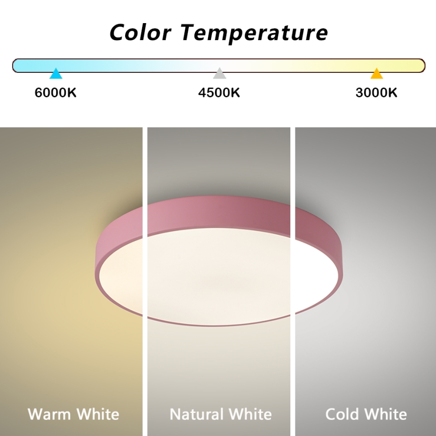 Brilagi - Plafonnier LED dimmable POOL 48W/230V 3000-6000K Ø 40 cm rose + télécommande