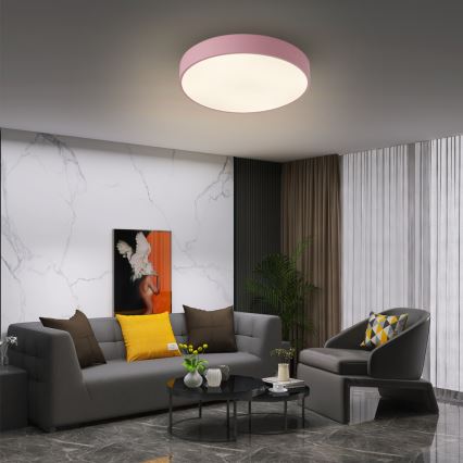 Brilagi - Plafonnier LED dimmable POOL 48W/230V 3000-6000K Ø 40 cm rose + télécommande
