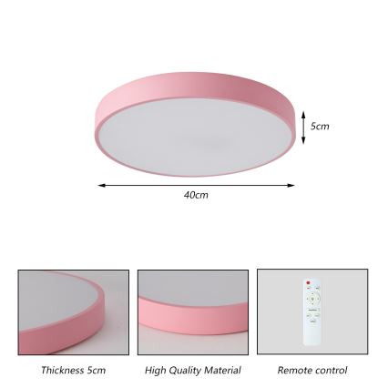 Brilagi - Plafonnier LED dimmable POOL 48W/230V 3000-6000K Ø 40 cm rose + télécommande