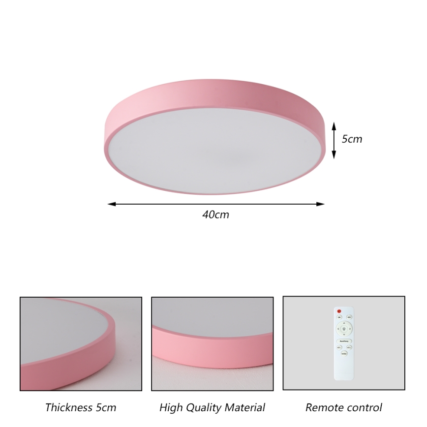 Brilagi - Plafonnier LED dimmable POOL 48W/230V 3000-6000K Ø 40 cm rose + télécommande
