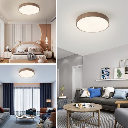 Brilagi - Plafonnier LED dimmable POOL LED/60W/230V 3000-6000K Ø 50 cm marron + télécommande