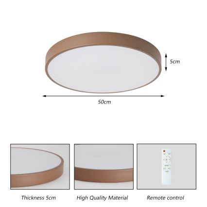 Brilagi - Plafonnier LED dimmable POOL LED/60W/230V 3000-6000K Ø 50 cm marron + télécommande