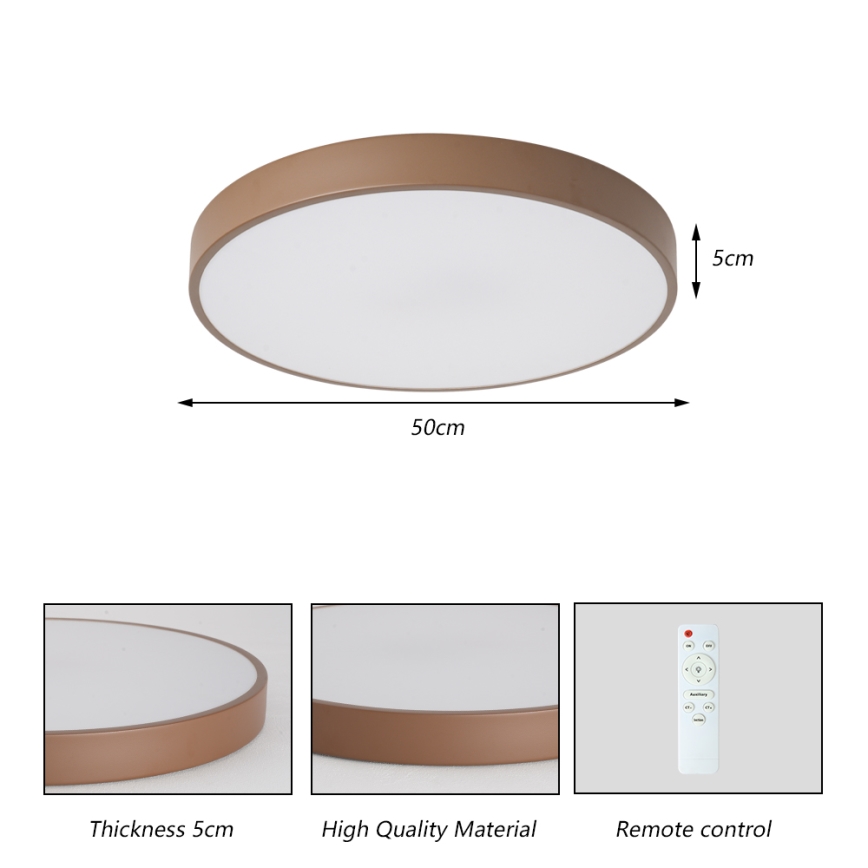 Brilagi - Plafonnier LED dimmable POOL LED/60W/230V 3000-6000K Ø 50 cm marron + télécommande