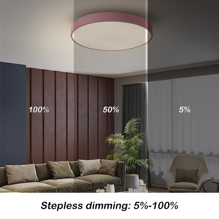 Brilagi - Plafonnier LED dimmable POOL LED/60W/230V 3000-6000K Ø 50 cm rose + télécommande