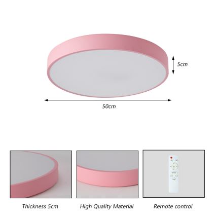 Brilagi - Plafonnier LED dimmable POOL LED/60W/230V 3000-6000K Ø 50 cm rose + télécommande