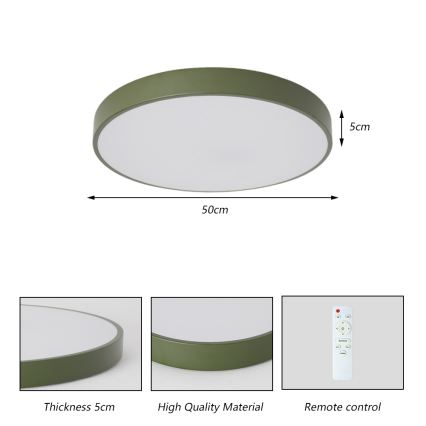 Brilagi - Plafonnier LED dimmable POOL LED/60W/230V 3000-6000K Ø 50 cm vert + télécommande
