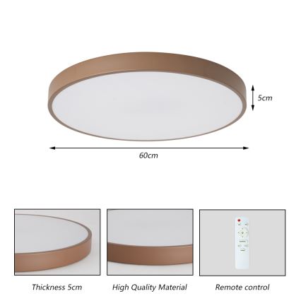 Brilagi - Plafonnier LED dimmable POOL LED/60W/230V 3000-6000K Ø 60 cm marron + télécommande