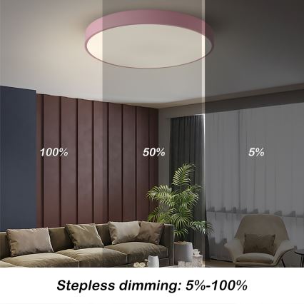 Brilagi - Plafonnier LED dimmable POOL LED/60W/230V 3000-6000K Ø 60 cm rose + télécommande