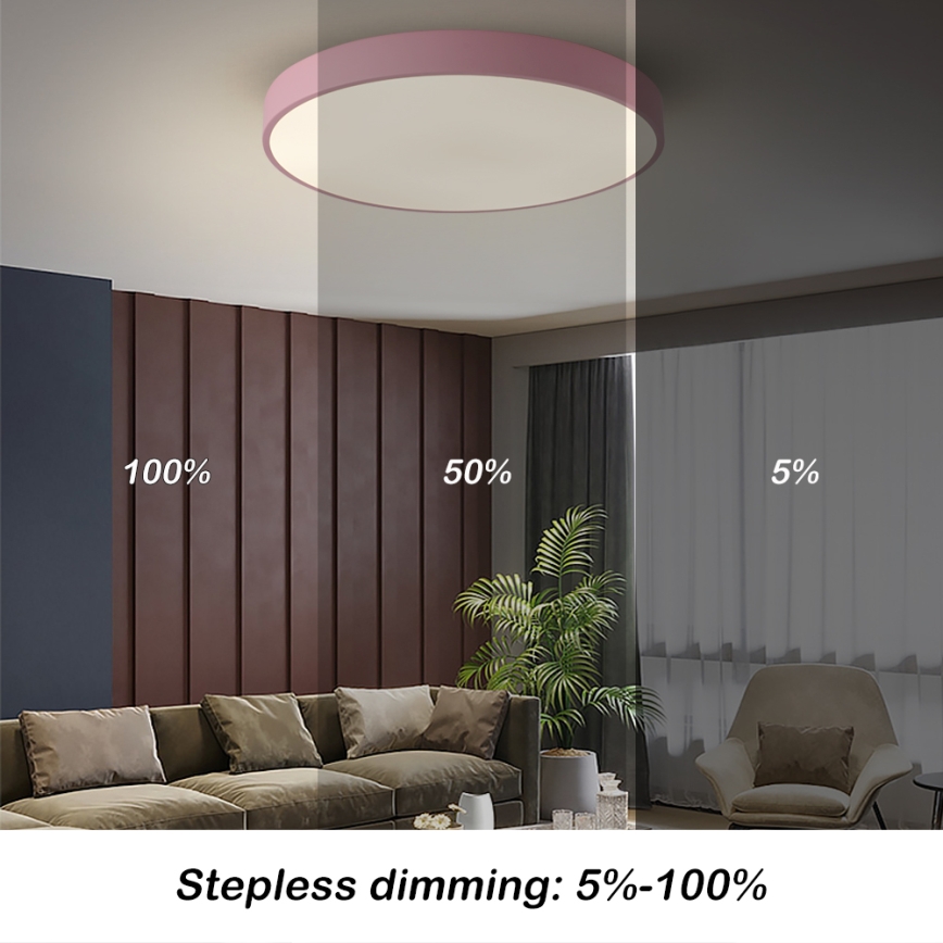 Brilagi - Plafonnier LED dimmable POOL LED/60W/230V 3000-6000K Ø 60 cm rose + télécommande