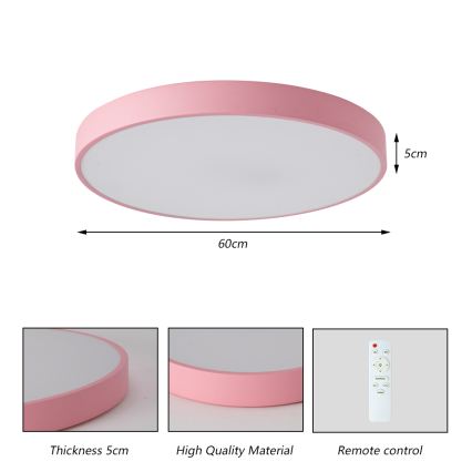 Brilagi - Plafonnier LED dimmable POOL LED/60W/230V 3000-6000K Ø 60 cm rose + télécommande