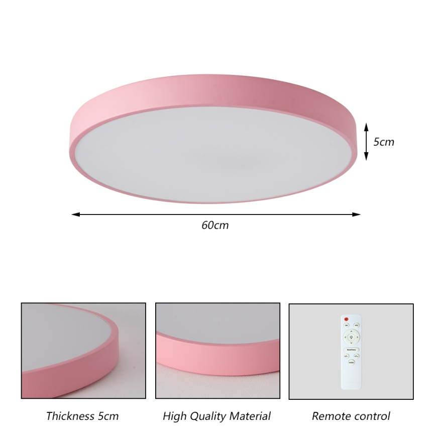 Brilagi - Plafonnier LED dimmable POOL LED/60W/230V 3000-6000K Ø 60 cm rose + télécommande