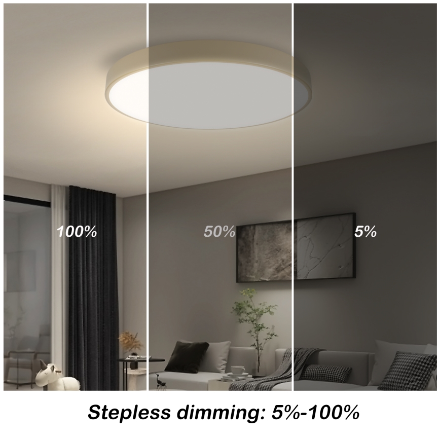 Brilagi - Plafonnier LED dimmable POOL LED/60W/230V 3000-6000K diamètre 50 cm beige + télécommande