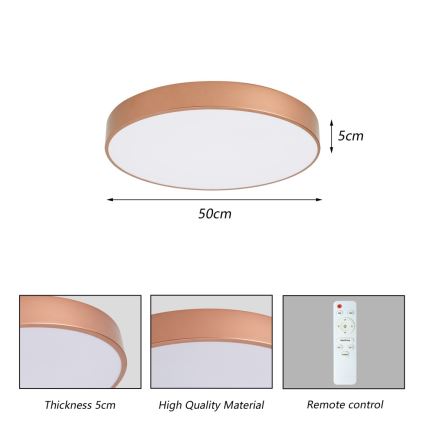 Brilagi - Plafonnier LED dimmable POOL LED/60W/230V 3000-6000K Ø 50 cm bronze + télécommande