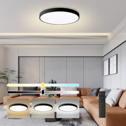 Brilagi - Plafonnier LED dimmable POOL SMART LED/100W/230V 3000-6000K Ø 80 cm Wi-Fi Tuya noir + télécommande
