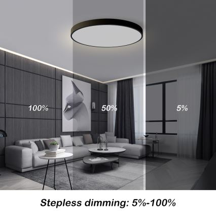 Brilagi - Plafonnier LED dimmable POOL SMART LED/100W/230V 3000-6000K Ø 80 cm Wi-Fi Tuya noir + télécommande