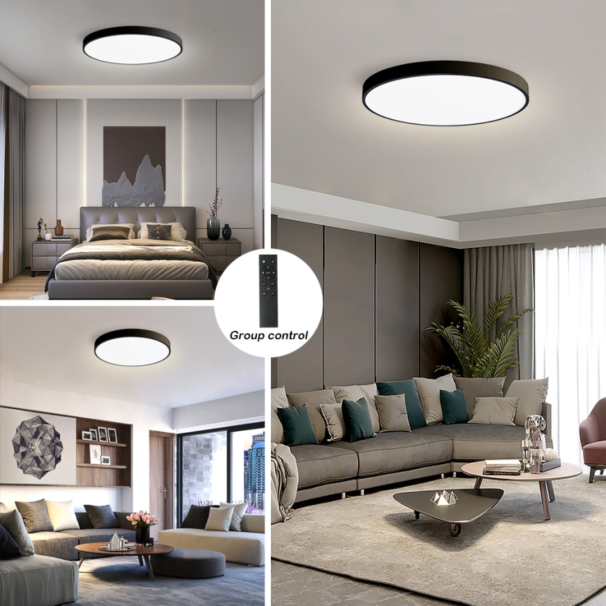 Brilagi - Plafonnier LED dimmable POOL SMART LED/100W/230V 3000-6000K Ø 80 cm Wi-Fi Tuya noir + télécommande