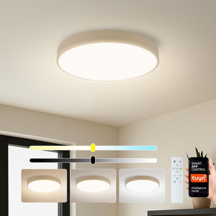 Brilagi - Plafonnier LED dimmable POOL SMART LED/48W/230V 3000-6000K Ø 40 cm Wi-Fi Tuya beige + télécommande