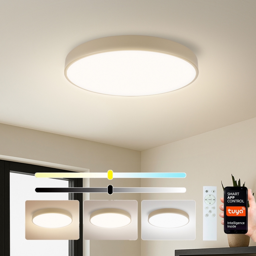 Brilagi - Plafonnier LED dimmable POOL SMART LED/60W/230V 3000-6000K Ø 50 cm Wi-Fi Tuya beige + télécommande