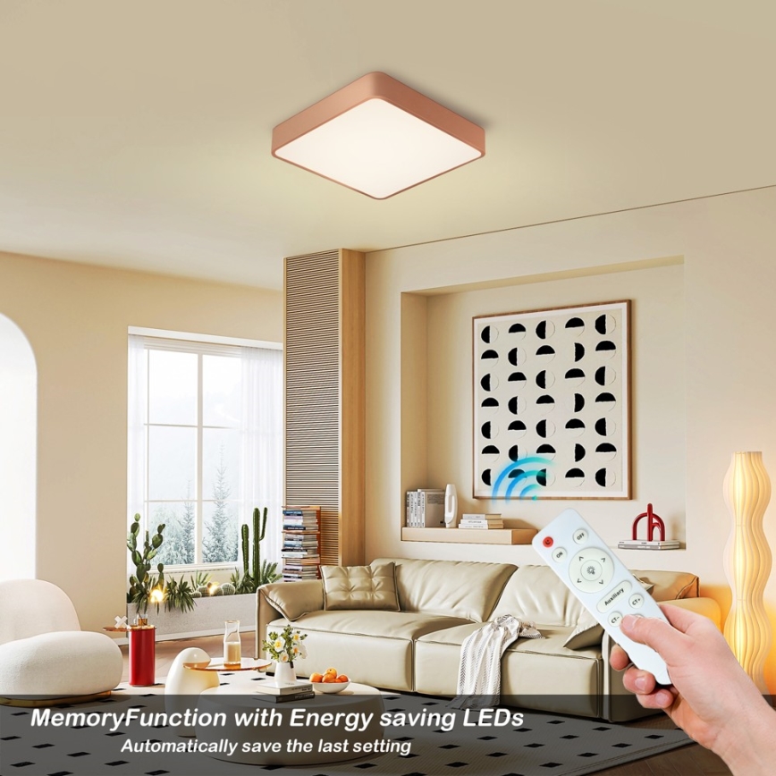 BRILAGI - Plafonnier LED dimmable POOL SQUARE LED/48W/230V 3000-6000K 50x50 cm bronze + télécommande