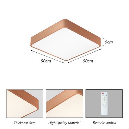 BRILAGI - Plafonnier LED dimmable POOL SQUARE LED/48W/230V 3000-6000K 50x50 cm bronze + télécommande