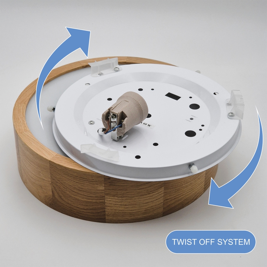 Brilagi - Plafonnier LED RGBW dimmable CARVALHO 1xE27/15W/230V 2700-6500K Wi-Fi chêne Ø 27,5 cm