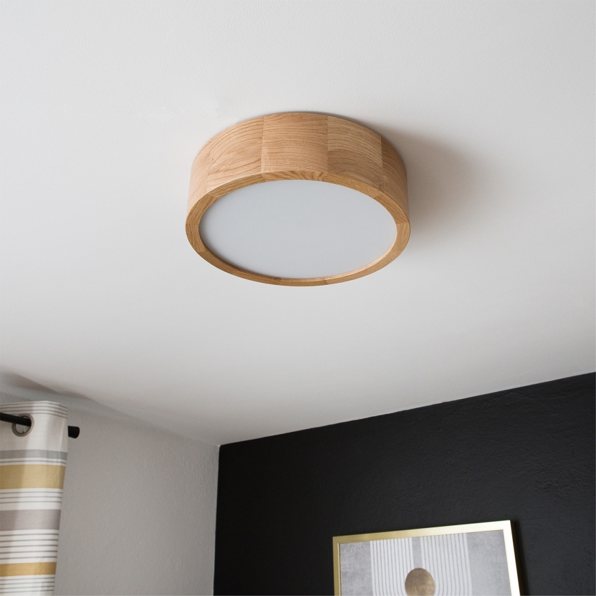 Brilagi - Plafonnier LED RGBW dimmable CARVALHO 1xE27/9W/230V 2700-6500K Wi-Fi chêne Ø 27,5 cm