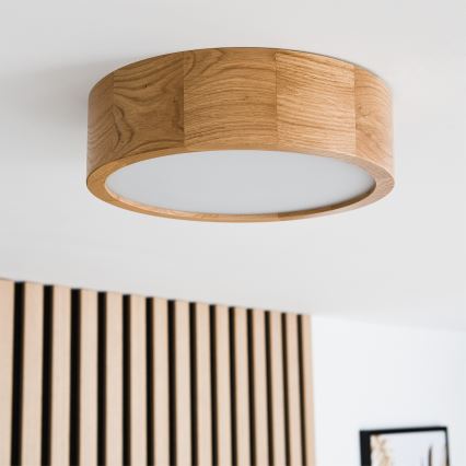 Brilagi - Plafonnier LED RGBW dimmable CARVALHO 1xE27/9W/230V 2700-6500K Wi-Fi chêne Ø 27,5 cm