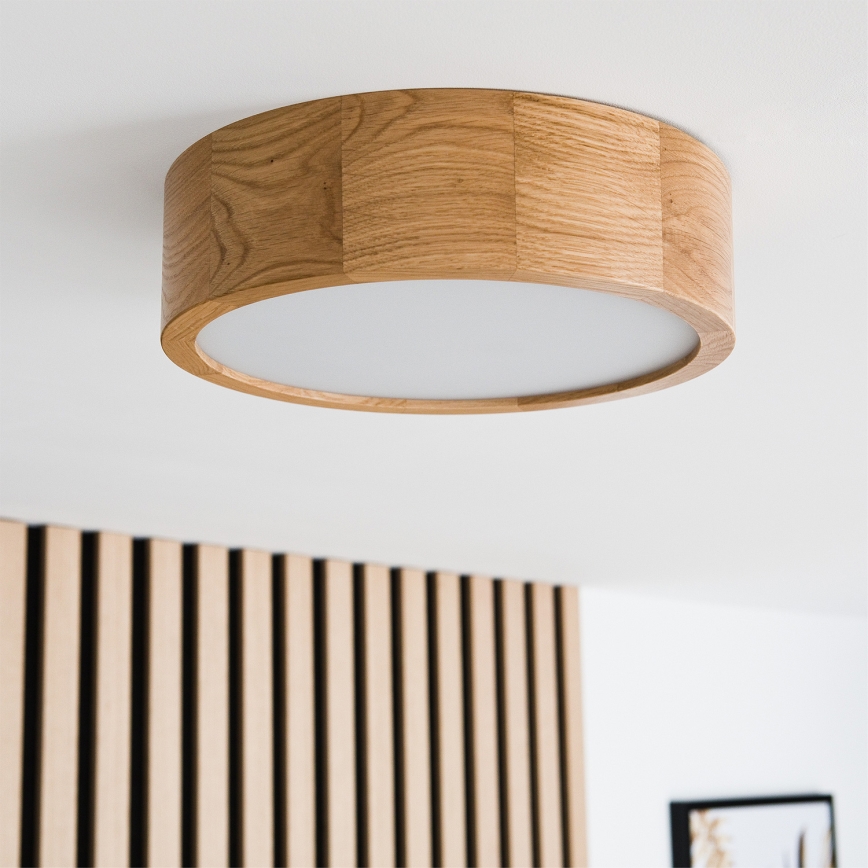 Brilagi - Plafonnier LED RGBW dimmable CARVALHO 1xE27/9W/230V 2700-6500K Wi-Fi chêne Ø 27,5 cm