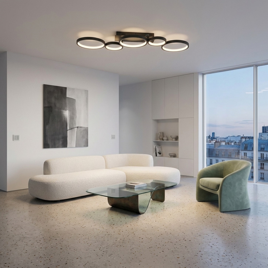 Brilagi - Plafonnier LED dimmable RINGO LED/34W/230V 3000-6000K 28x84 cm noir + télécommande