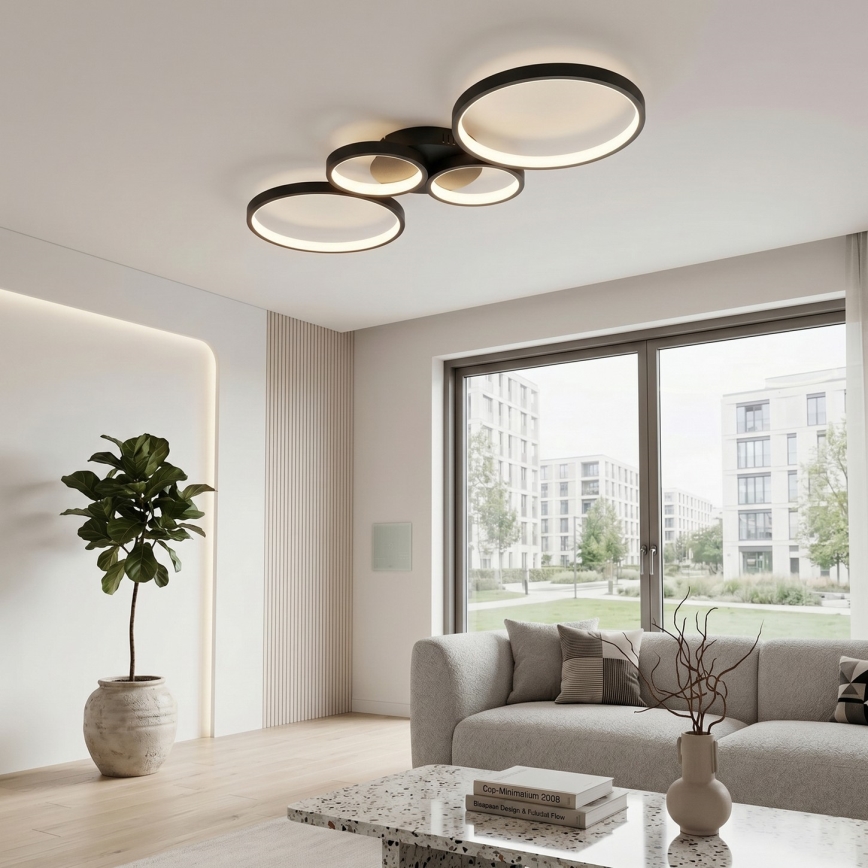 Brilagi - Plafonnier LED dimmable RINGO LED/34W/230V 3000-6000K 28x78 cm noir + télécommande