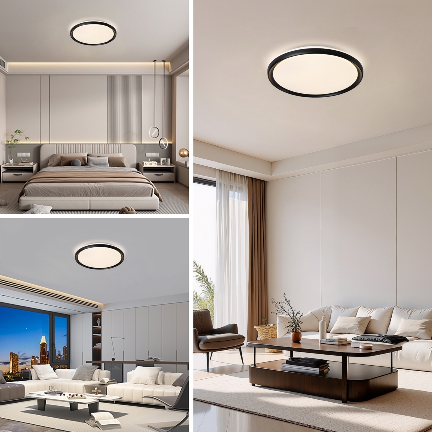 Brilagi - Plafonnier LED dimmable RIVO LED/72W/230V 3000–6000K noir Ø 50 cm + télécommande