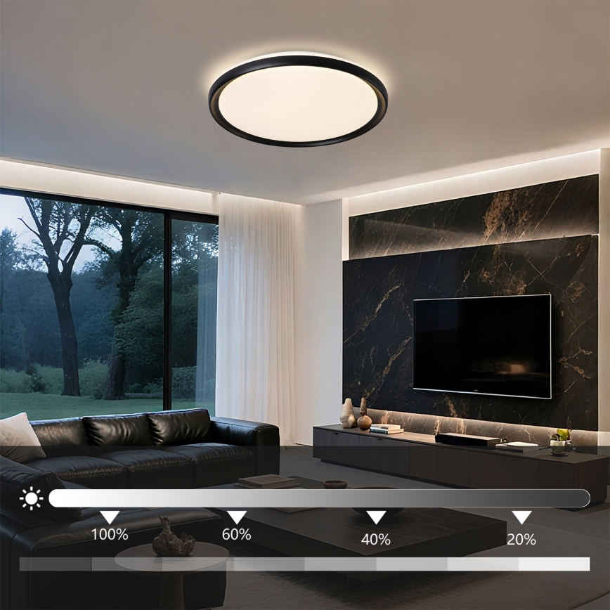 Brilagi - Plafonnier LED dimmable RIVO LED/72W/230V 3000–6000K noir Ø 50 cm + télécommande