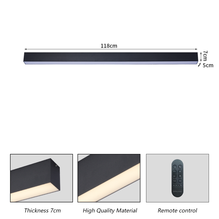 Brilagi - Plafonnier LED dimmable SLEEKLINE SMART LED/40W/230V 3000-6000K Wi-Fi Tuya noir + télécommande