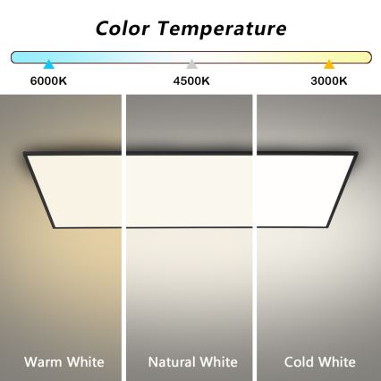 Brilagi - Plafonnier LED dimmable SLIMFRAME LED/80W/230V 120x60 cm 3000-6000K noir + télécommande