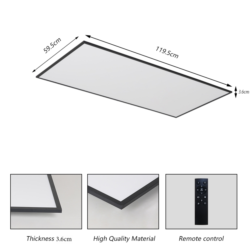 Brilagi - Plafonnier LED dimmable SLIMFRAME LED/80W/230V 120x60 cm 3000-6000K noir + télécommande