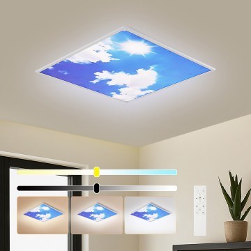 Brilagi - Plafonnier LED dimmable SLIMFRAME SKY LED/58W/230V 60 x 60 cm 3000-6000K argent/bleu + télécommande