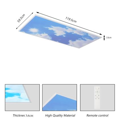 Brilagi - Plafonnier LED dimmable SLIMFRAME SKY LED/80W/230V 120x60 cm 3000-6000K argenté/bleu + télécommande