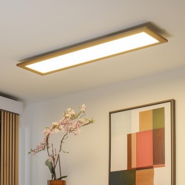 Brilagi - Plafonnier LED dimmable SLIMFRAME WOOD LED/58W/230V 124x34 cm 3000-6000K brun + télécommande