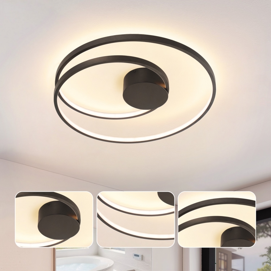 Brilagi - Plafonnier LED dimmable TWISTER LED/48W/230V 3000-6000K Ø 50 cm noir + télécommande