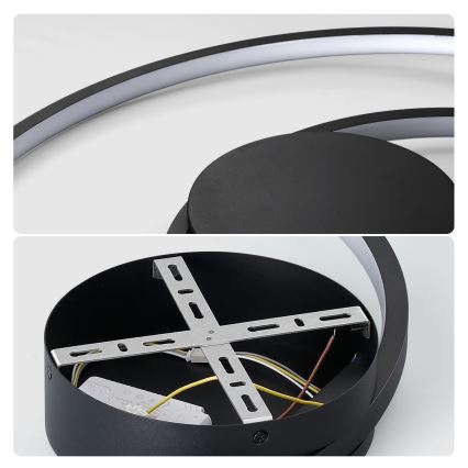 Brilagi - Plafonnier LED dimmable TWISTER LED/48W/230V 3000-6000K Ø 50 cm noir + télécommande