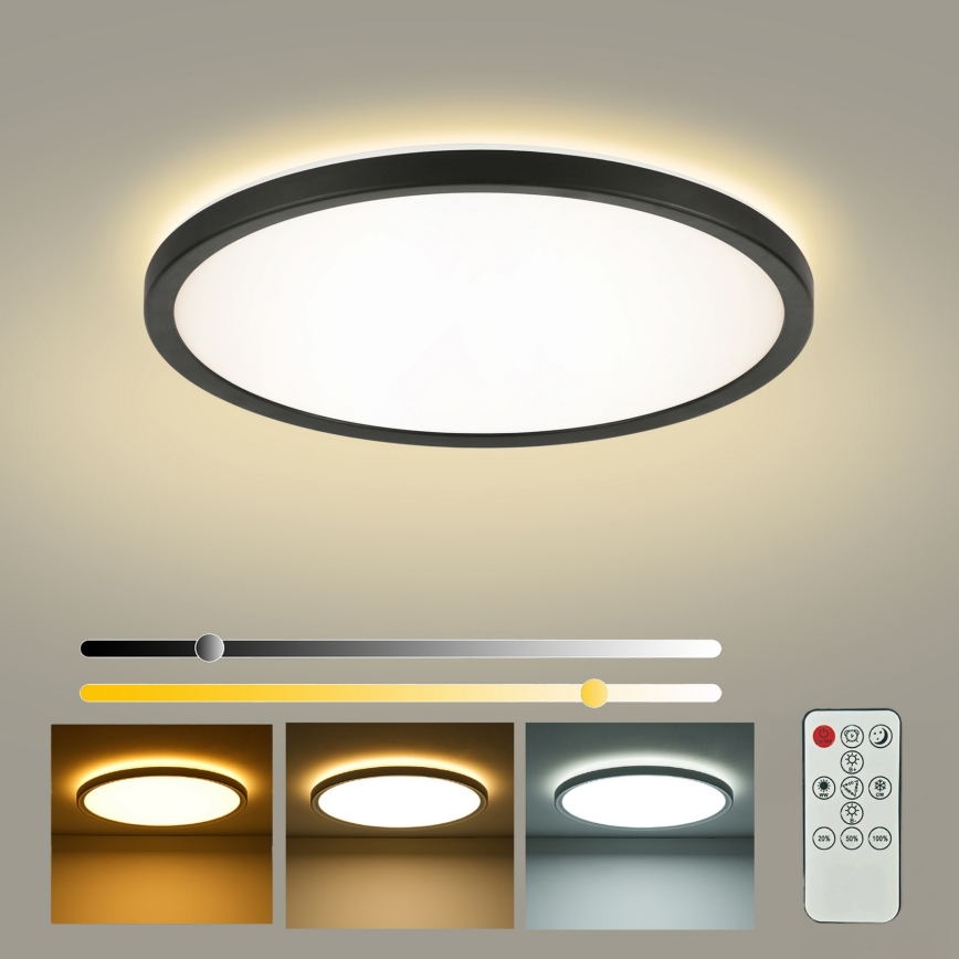 Brilagi - Plafonnier LED dimmable ULTRA SLIM 24W/230V 2700–6500K Ø 42 cm noir + télécommande
